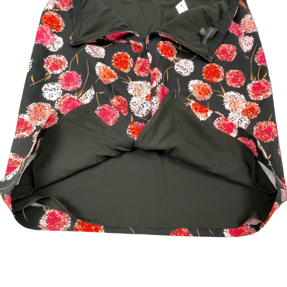 Talbots Womens 16 16W Black Pink Floral Canvas‎ Pencil Skirt Wedding Guest Work - Picture 7 of 11
